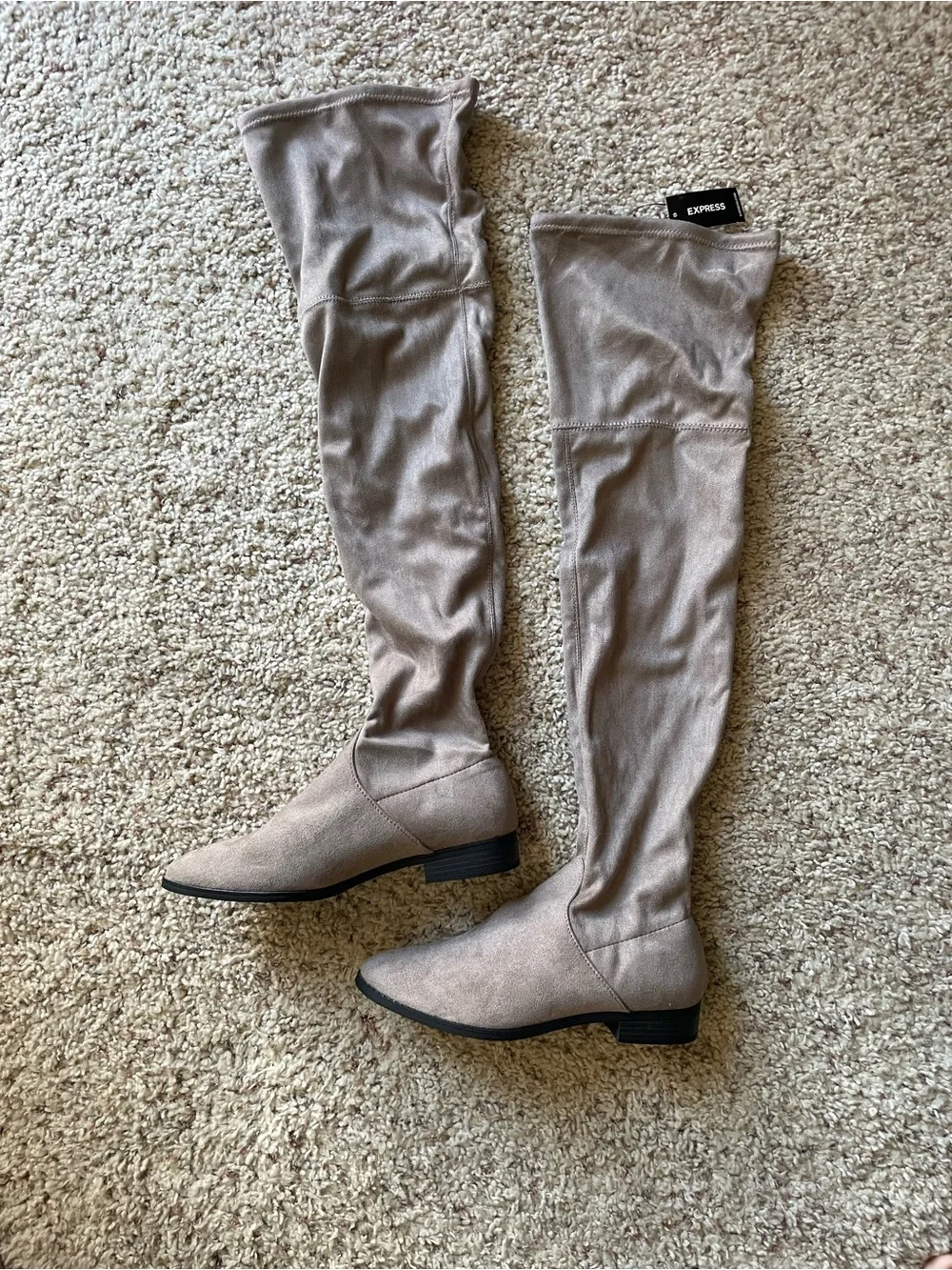 BNWT EXPRESS Taupe Over-the-Knee Stretch Boots Size 9